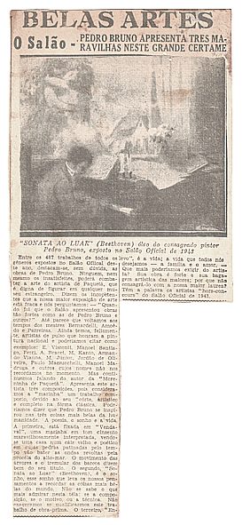 Recorte de jornal sobre o Salão Oficial de Belas Artes