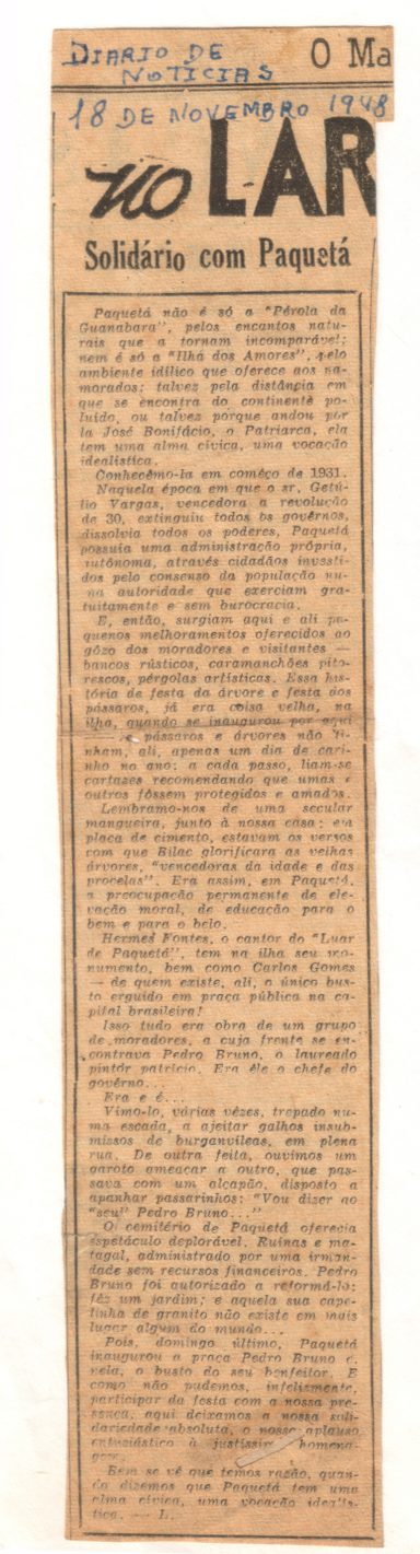 Recorte de coluna do Diário de Notícias
